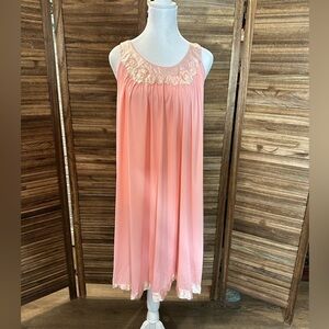 Sears & Roebuck Vintage 60s Nightgown Pink Satin Trim